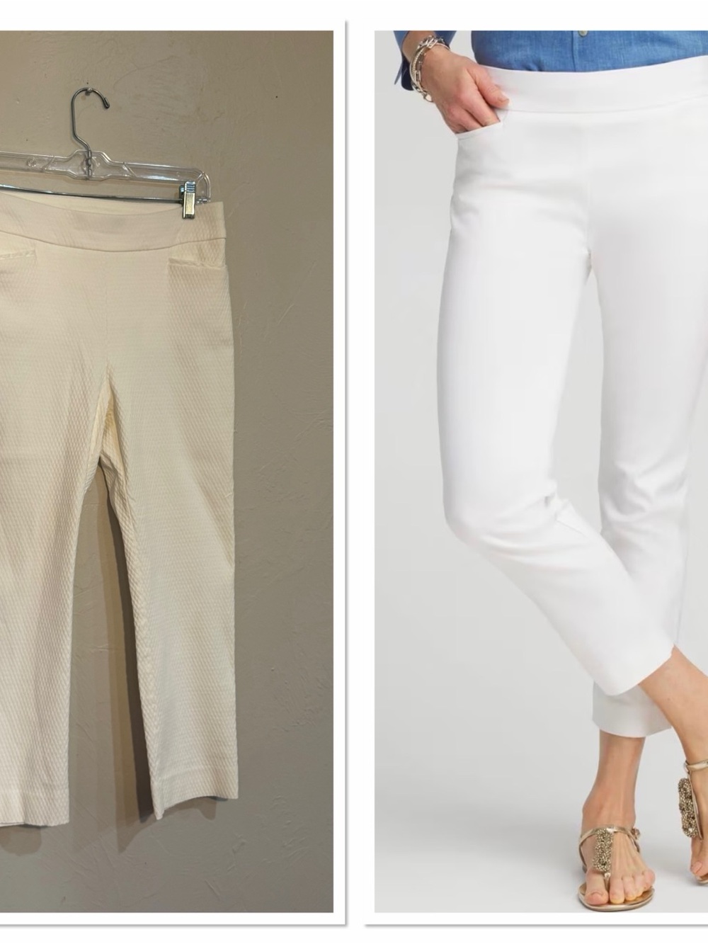 NWOT Chicos Women's Cream Ankle Pants - Stretch Pull-On…0004